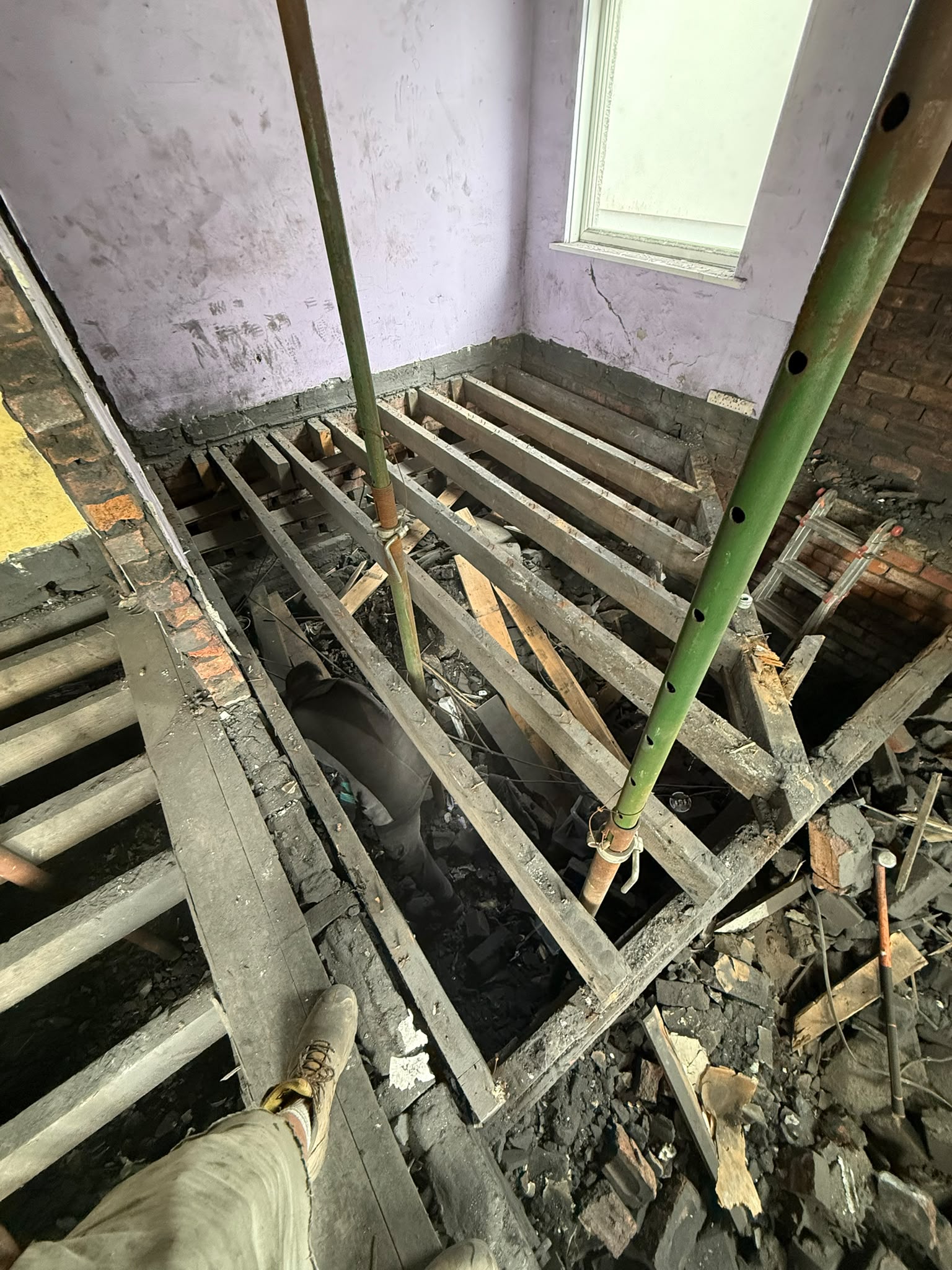 Kitchen structural floor works, second view